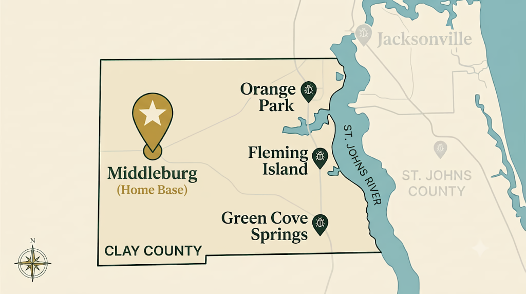 Map of Bug-Man Pest Service's Clay County, FL service area